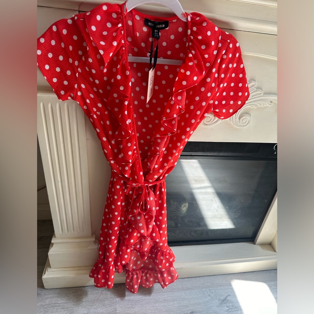 Red and white dot dress